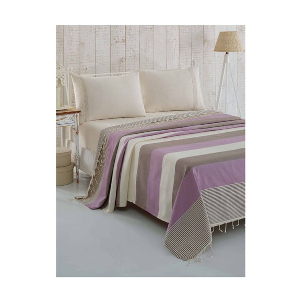 Lekka narzuta na łóżko Buldan Lilac Brown, 200x235 cm