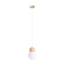 Biała/w naturalnym kolorze lampa wisząca z litego drewna ze szklanym kloszem ø 11 cm Glim – Sollux