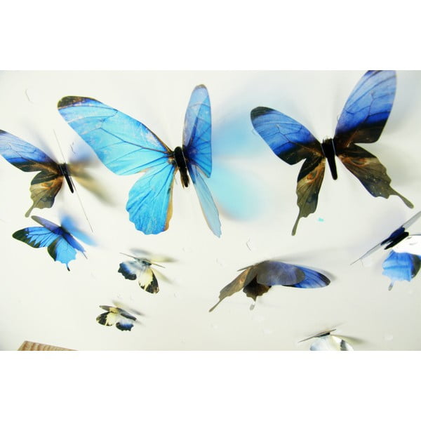 Zestaw 18 niebieskich adhezyjnych naklejek 3D Ambiance Butterflies-image-3