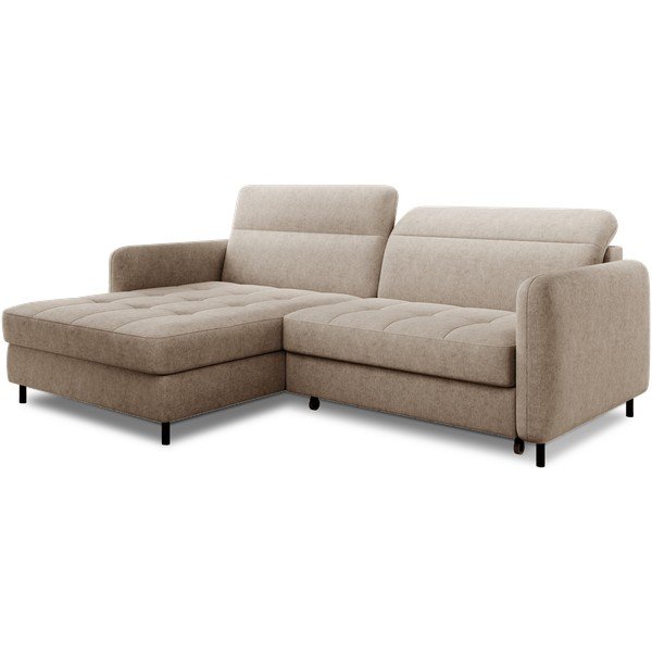 Beżowy rozkładany/ze schowkiem narożnik z tkaniny szenilowej (lewostronny/z szezlongiem) Gomsi – ELTAP-image-2