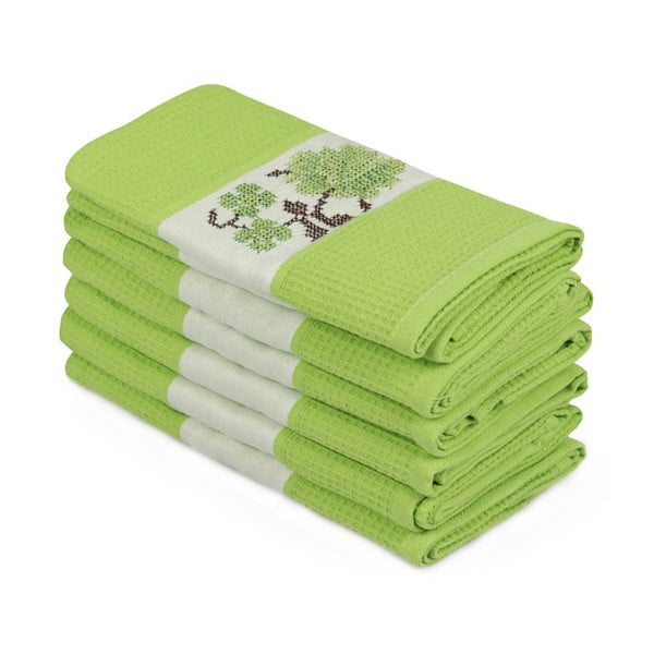 Zestaw 6 zielonych ręczników z czystej bawełny Simplicity, 45x70 cm
