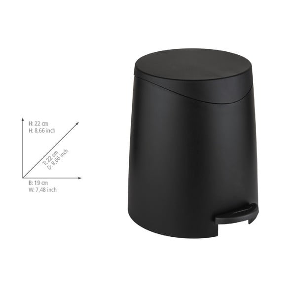 Czarny plastikowy kosz na śmieci z pedałem 3 l Portes – Allstar-image-3