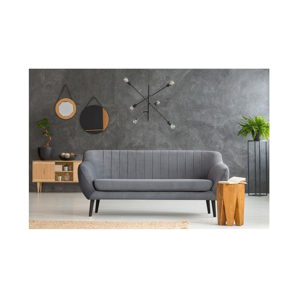 Szara sofa 3-osobowa z czarnymi nogami Mazzini Sofas Toscane-image-3