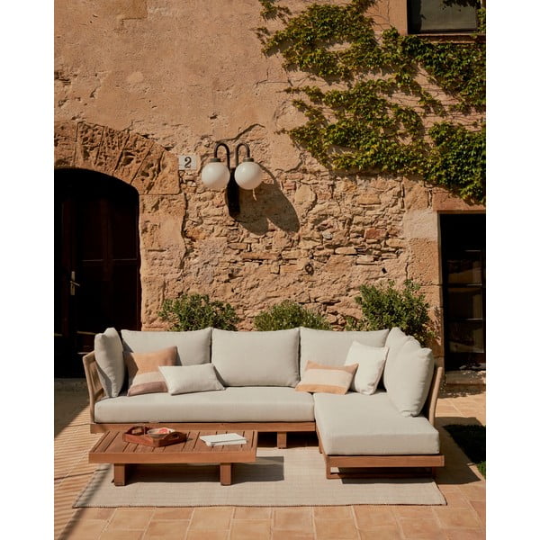 Kremowy zestaw mebli ogrodowych z litego drewna akacjowego dla 5 osób Raco – Kave Home-image-1