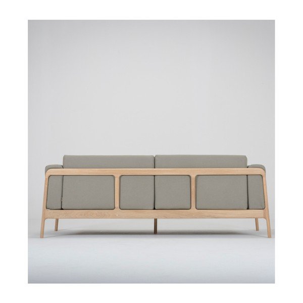 Jasnoszara sofa 3-osobowa z konstrukcją z litego drewna dębowego Gazzda Fawn-image-2
