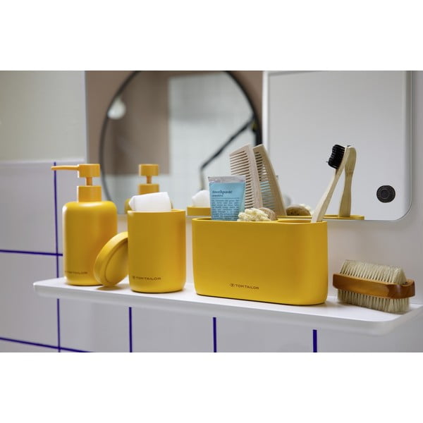 Musztardowy kubek na szczoteczki do zębów z żywicy polimerowej Tom Tailor T-Color Bath – Wenko-image-3