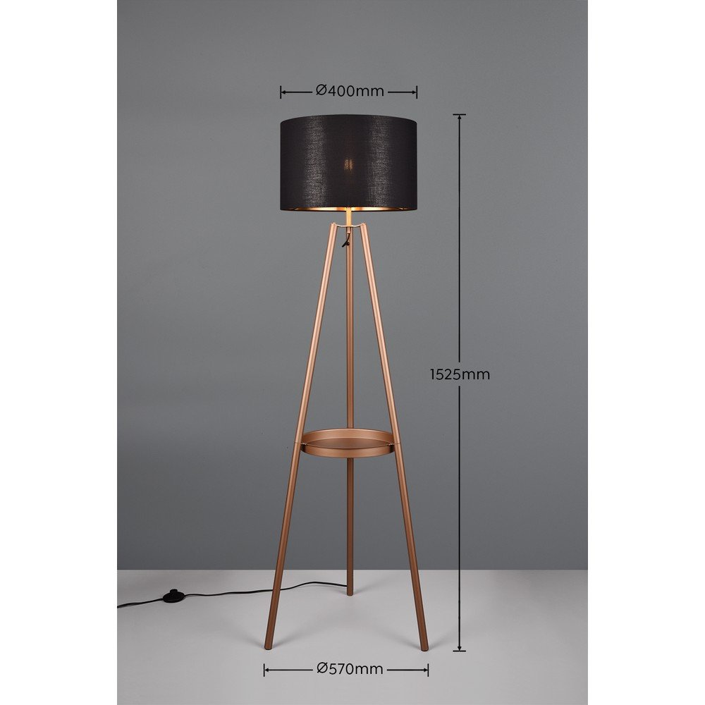 Brązowa lampa stojąca z półką (wys. 152 cm) Colette – Reality (zdjęcie 8)