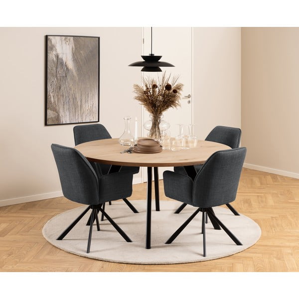 Ciemnoszare tapicerowane fotele jadalniane zestaw z podłokietnikami 2 szt. Glenda – Actona-image-1