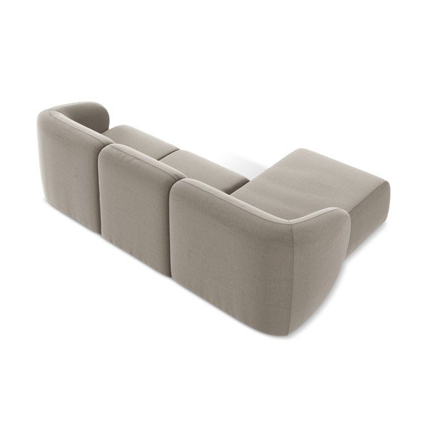 Jasnobrązowy aksamitny narożnik (lewostronny/z szezlongiem) Lani – Makamii-image-3