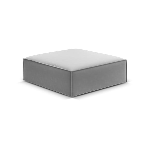 Jasnoszary aksamitny podnóżek Vanda – Mazzini Sofas-image-2