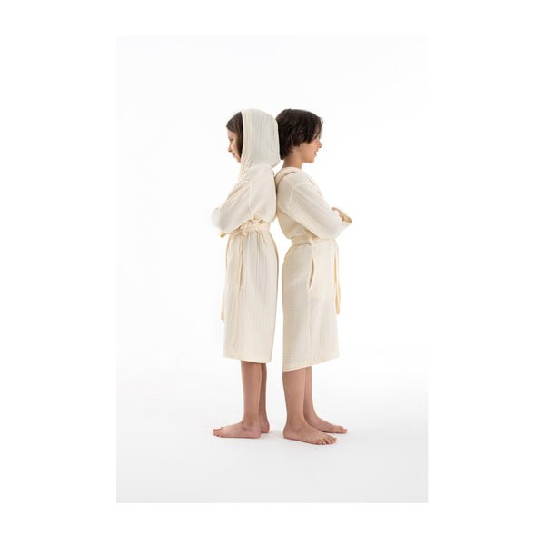 Kremowy szlafrok dziecięcy muślinowy w rozmiarze 5-6 lat Muslin – Foutastic-image-2