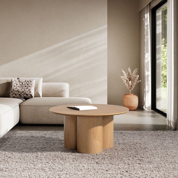 Okrągły stolik w dekorze dębu w naturalnym kolorze ø 80 cm Lua – MOME-image-1