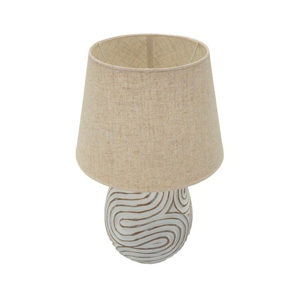 Kremowa lampa stołowa z żywicy polimerowej z tekstylnym kloszem (wysokość 55 cm) Oblix – Mauro Ferretti-image-2