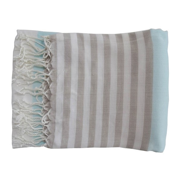 Jasnoniebieski ręcznik tkany ręcznie z wysokiej jakości bawełny Hammam Melis, 100x180 cm
