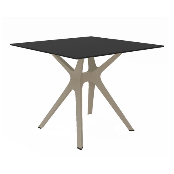 Stół z brązowymi nogami i czarnym blatem odpowiedni na zewnątrz Resol Vela, 90x90 cm