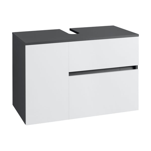 Biało-antracytowa wisząca szafka pod umywalkę 80x53 cm Wisla – Støraa-image-1