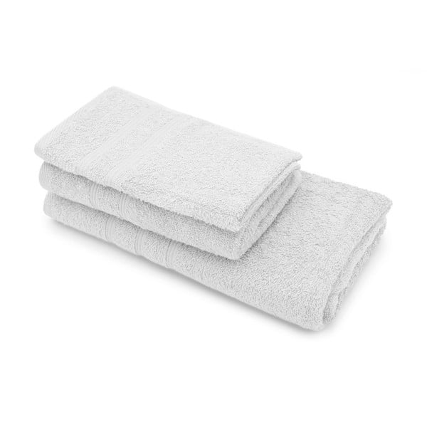 Komplet dwóch białych ręczników i ręcznika kąpielowegoJalouse Maison Duro Blanc