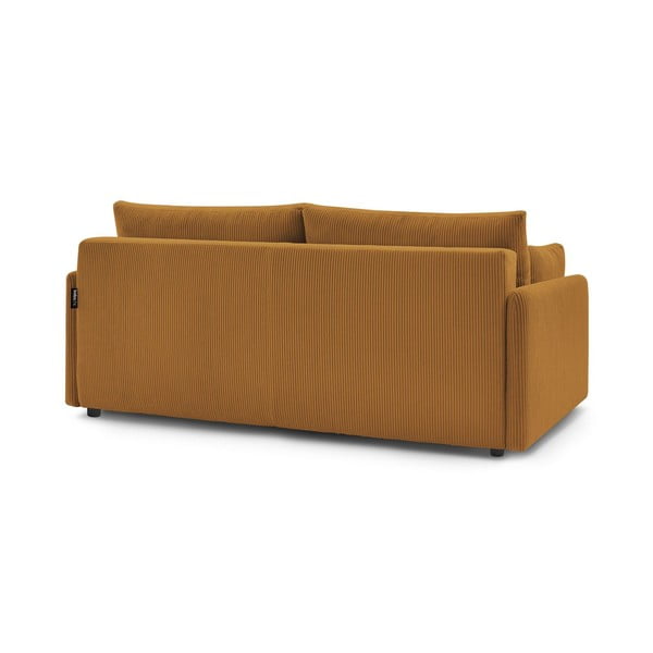 Musztardowa sztruksowa rozkładana sofa 211 cm Marcel – Bobochic Paris-image-4
