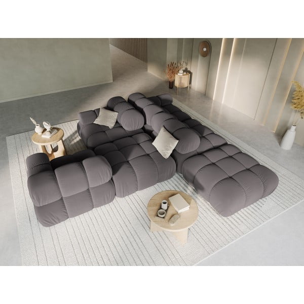 Ciemnoszara aksamitna sofa 282 cm Bellis – Micadoni Home-image-1