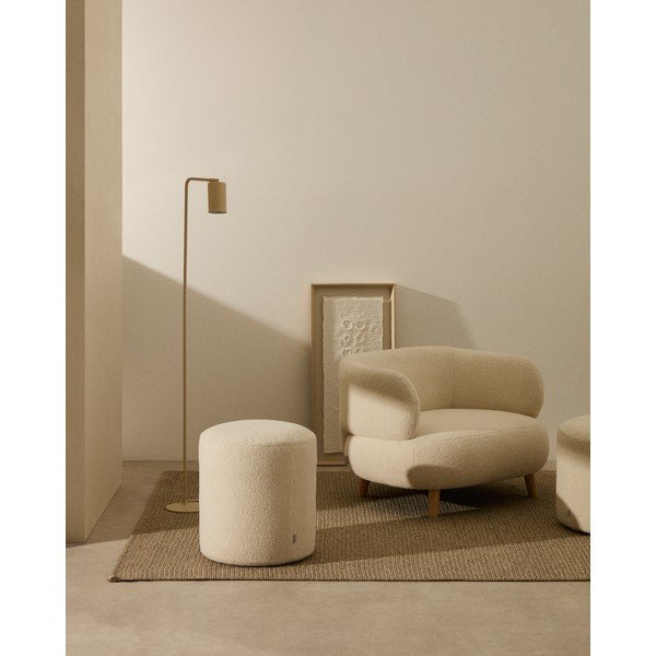 Kremowy puf z materiału bouclé Kaeli – Kave Home-image-1