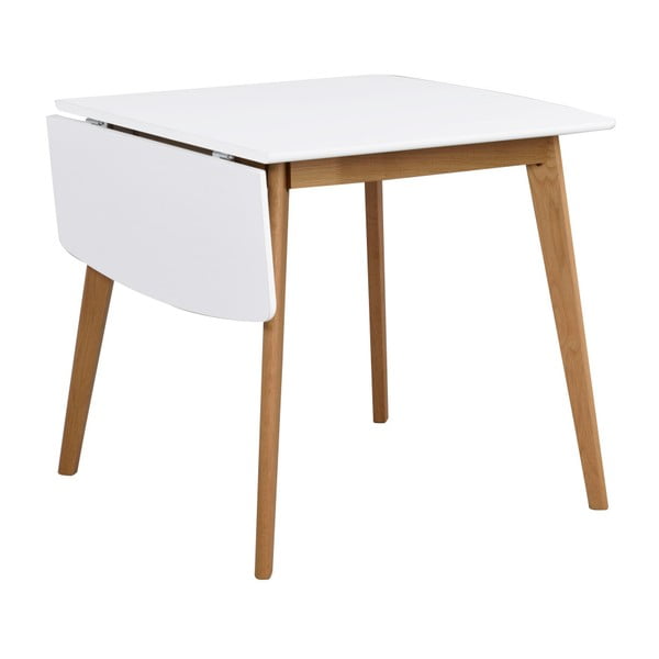 Stół z konstrukcją z drewna dębowego z rozkładanym blatem Rowico Olivia, dł. 80 + 30 cm