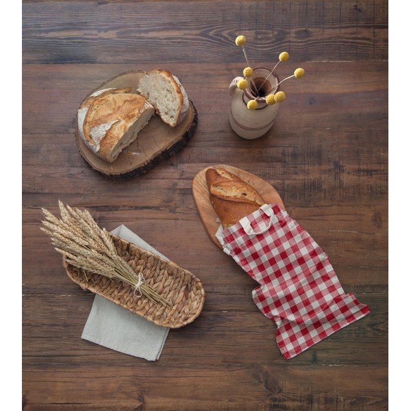 Materiałowa torba na pieczywo Really Nice Things Linen Bread Bag Red Vichy-image-1