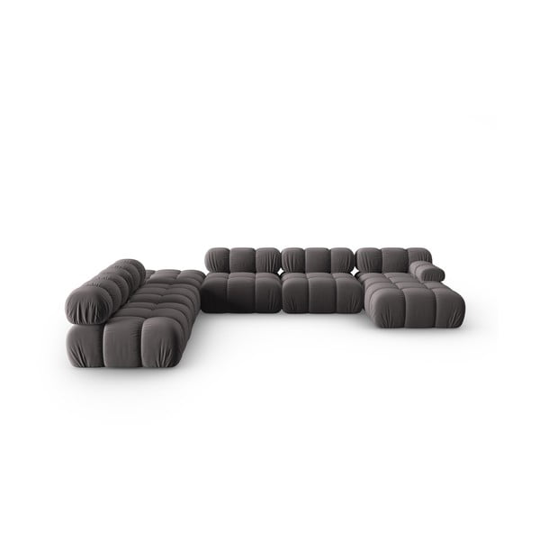 Ciemnoszara aksamitna sofa 379 cm Bellis – Micadoni Home
