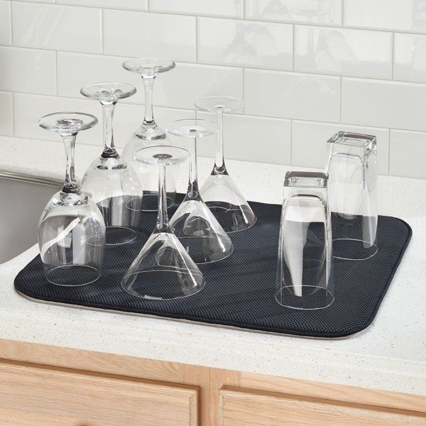Czarna podkładka na umyte naczynia iDesign iDry, 45,7x40,6 cm-image-1