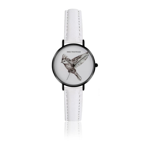 Zegarek damski z białym paskiem ze skóry Emily Westwood Bird