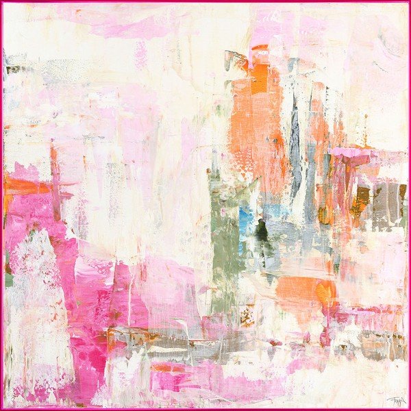 Obraz drukowany/z ręcznie malowanymi elementami z ramą w zestawie/na płótnie 102x102 cm New Age Pink – Malerifabrikken