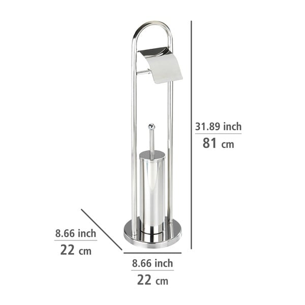 Szczotka do WC z uchwytem na papier toaletowy w srebrnej barwie Wenko Vasto-image-3