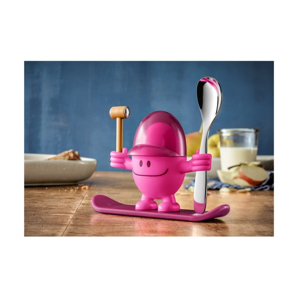 Czerwono-różowa podstawka do jajek z łyżeczką WMF Cromargan® Mc Egg-image-1