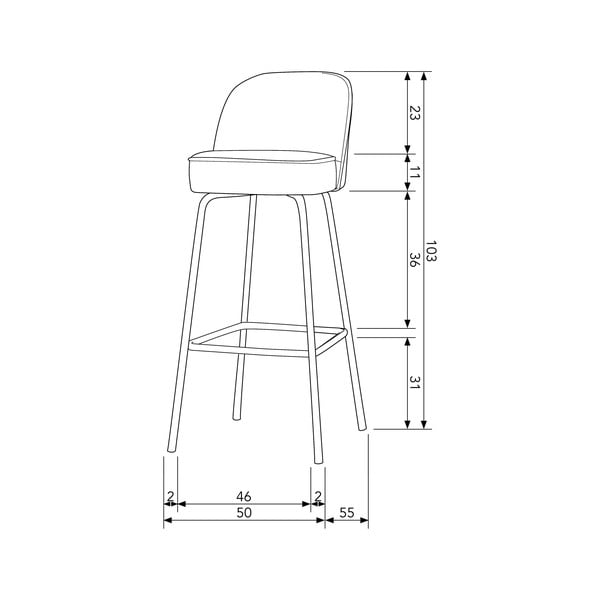 Jasnoniebieski aksamitny hoker (wysokość siedziska 79 cm) Vogue – WOOOD-image-2