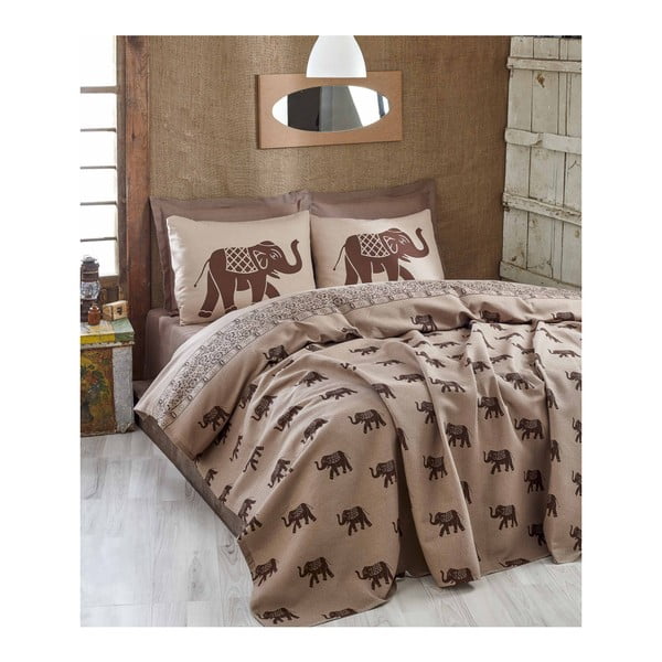 Brązowa lekka narzuta na łóżko dwuosobowe Fil Brown, 200x235 cm