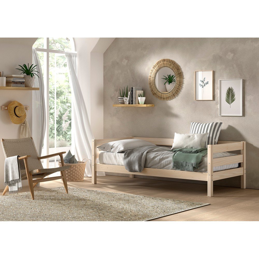 Łóżko dziecięce z litego drewna sosnowego z wysuwanym łóżkiem ze stelażem w naturalnym kolorze 90x200 cm Margrit – Vipack (zdjęcie 7)