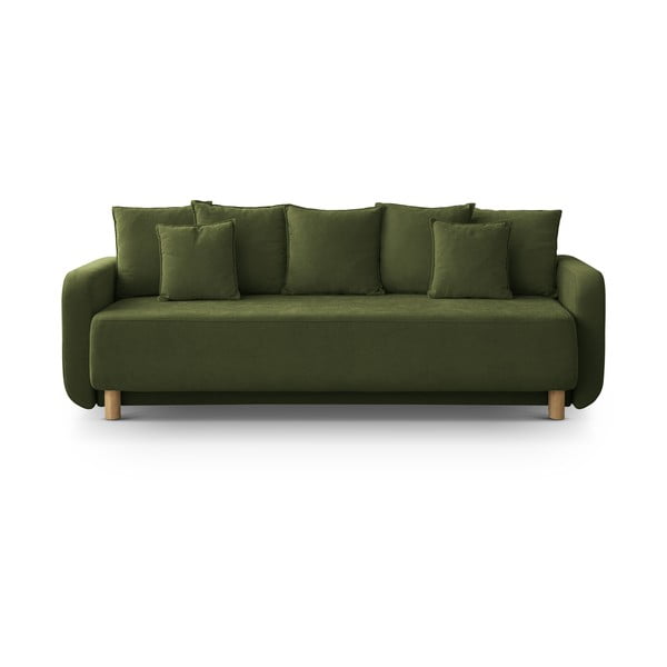 Zielona rozkładana sofa ze schowkiem 231 cm Elen – Micadoni 