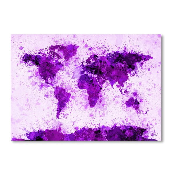 Plakat z fioletową mapą świata Americanflat Spot, 60x42 cm