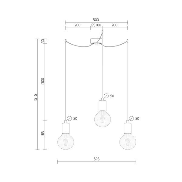 Czarna lampa wisząca z 3 żarówkami Bulb Attack Cero Basic Globe Clear-image-3