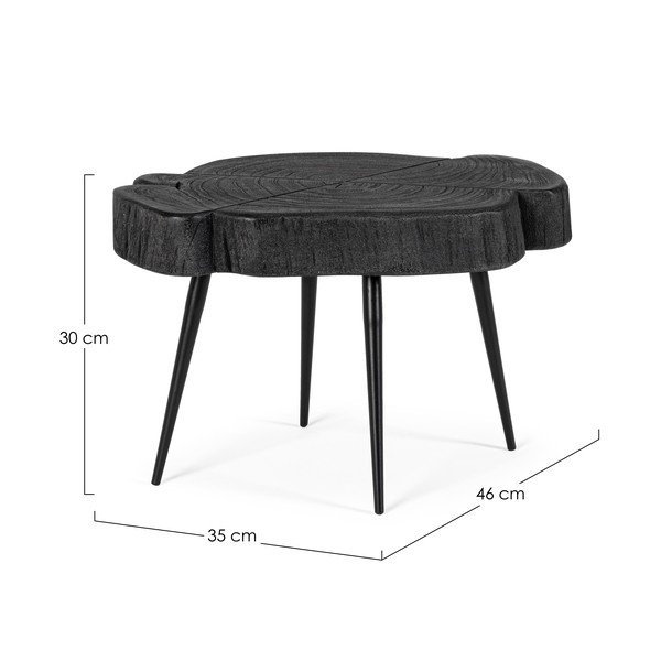 Czarny stolik z blatem z drewna akacjowego 35x46 cm Zakia – Bizzotto-image-4