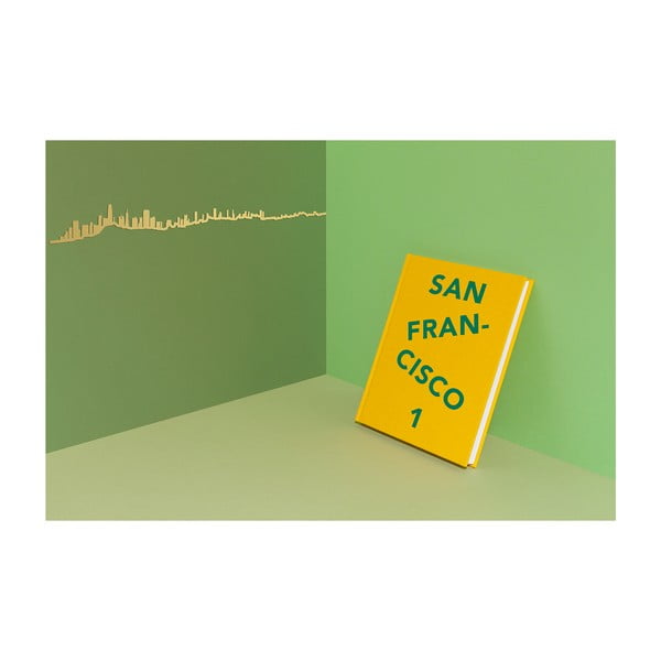 Pozłacana dekoracja ścienna z zarysem miasta The Line San Francisco