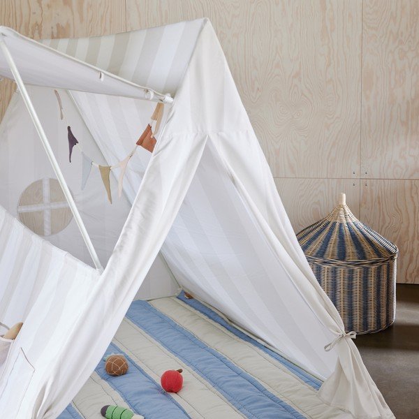 Niebieska/kremowa mata do zabawy dla dzieci 130x140 cm Striped – OYOY Mini-image-1