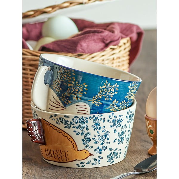 Biało-niebieska kamionkowa miska 460 ml Hezha – Bloomingville-image-3