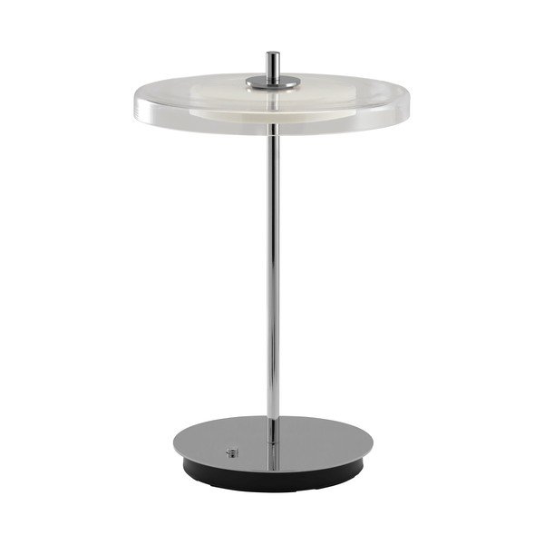 Stalowa lampa stołowa LED z portem USB w kolorze srebra ze szklanym kloszem (wysokość 31 cm) Asteria Move – UMAGE-image-3