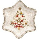 Czerwono-biała porcelanowa miska do serwowania w kształcie gwiazdy Villeroy & Boch Gingerbread Village, 24,5x24,5 cm