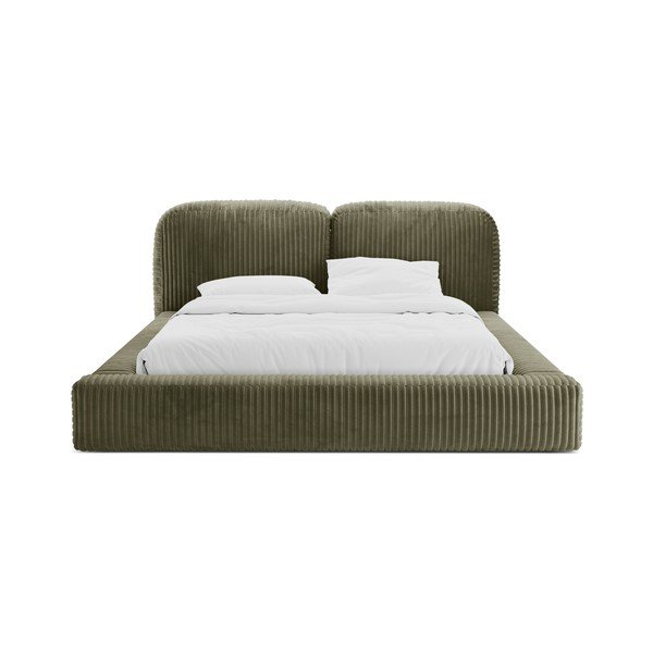 Zielone tapicerowane łóżko dwuosobowe ze schowkiem i stelażem 160x200 cm Martina – Micadoni -image-4