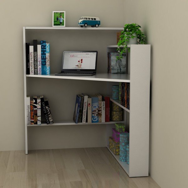 Białe narożne biurko z półkami Rafeli Pisagor-image-3