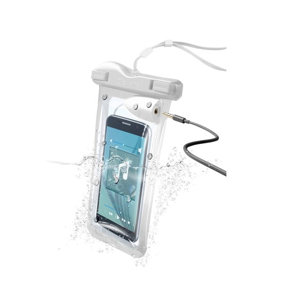 Etui na telefon, wodoszczelne, uniwersalne Cellularline VOYAGER MUSIC z wejściem na 3,5 mm jack, białe