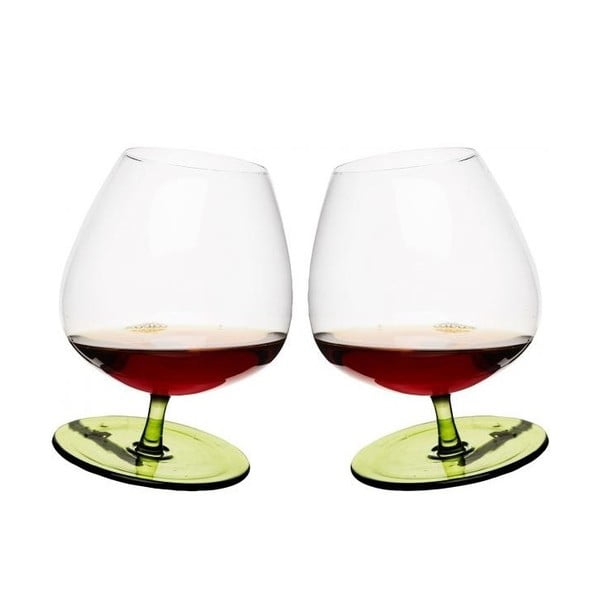 Zielone bujające się kieliszki do brandy, 2 sztuki