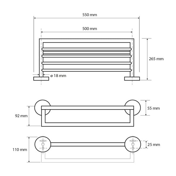Czarna mosiężna półka na ręczniki Sapho X-Round, szer. 55 cm-image-1