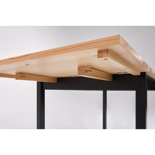 Rozkładany stół sosnowy z czarną konstrukcją Bonami Essentials Brisbane, 120(200)x70 cm-image-4